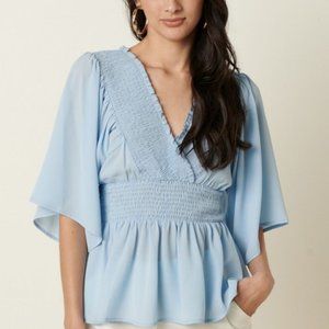Mittoshop Full Size V-Neck Rolled Short Sleeve T-Shirt